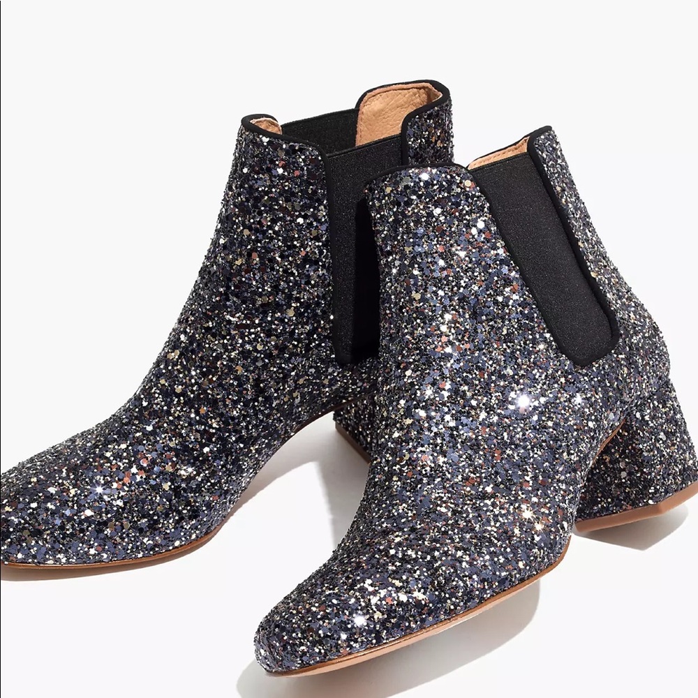 Madewell Chelsea Gusset Boots in Glitter, Size 8.5